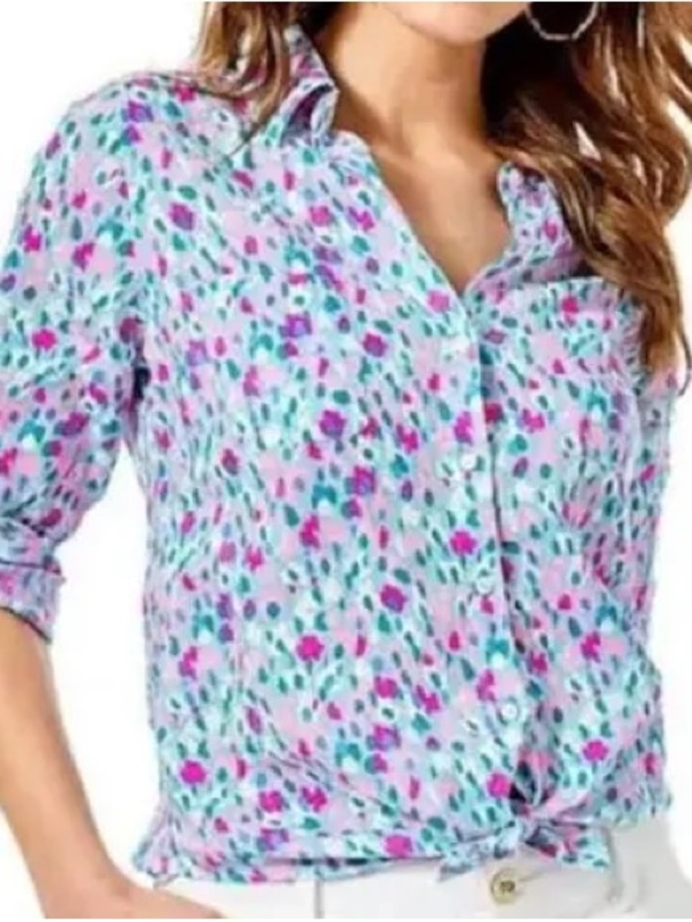 Lilly Pulitzer Sea View Linen Button-Down Shirt